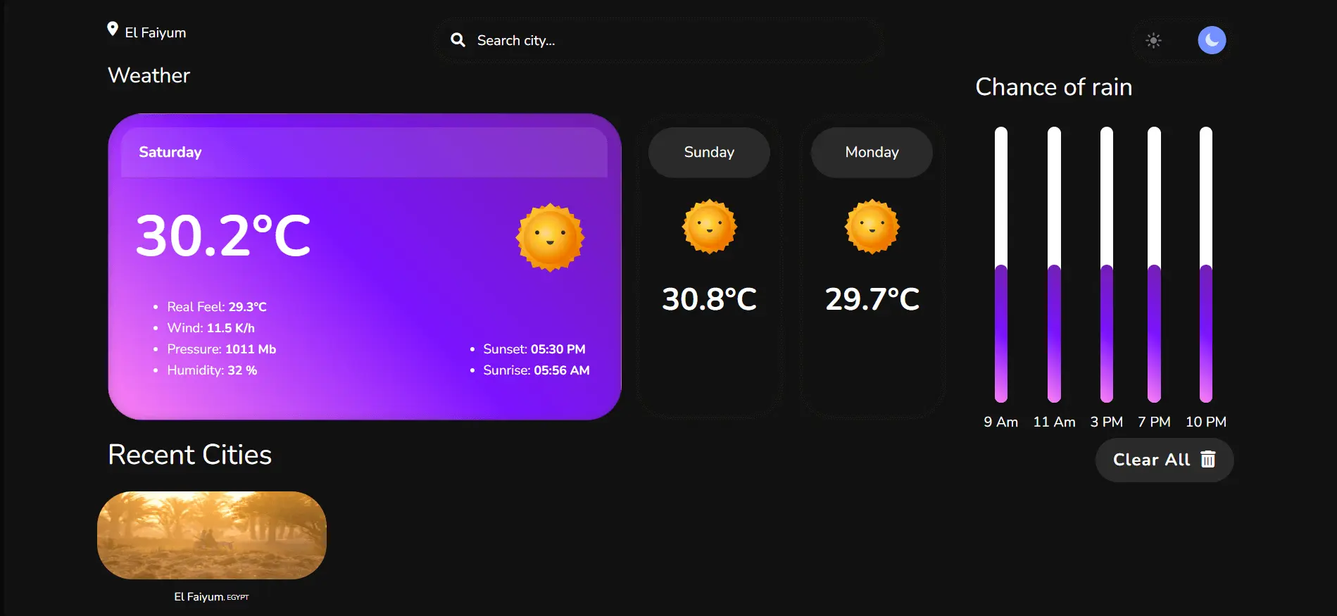 Screenshot of Weather Website