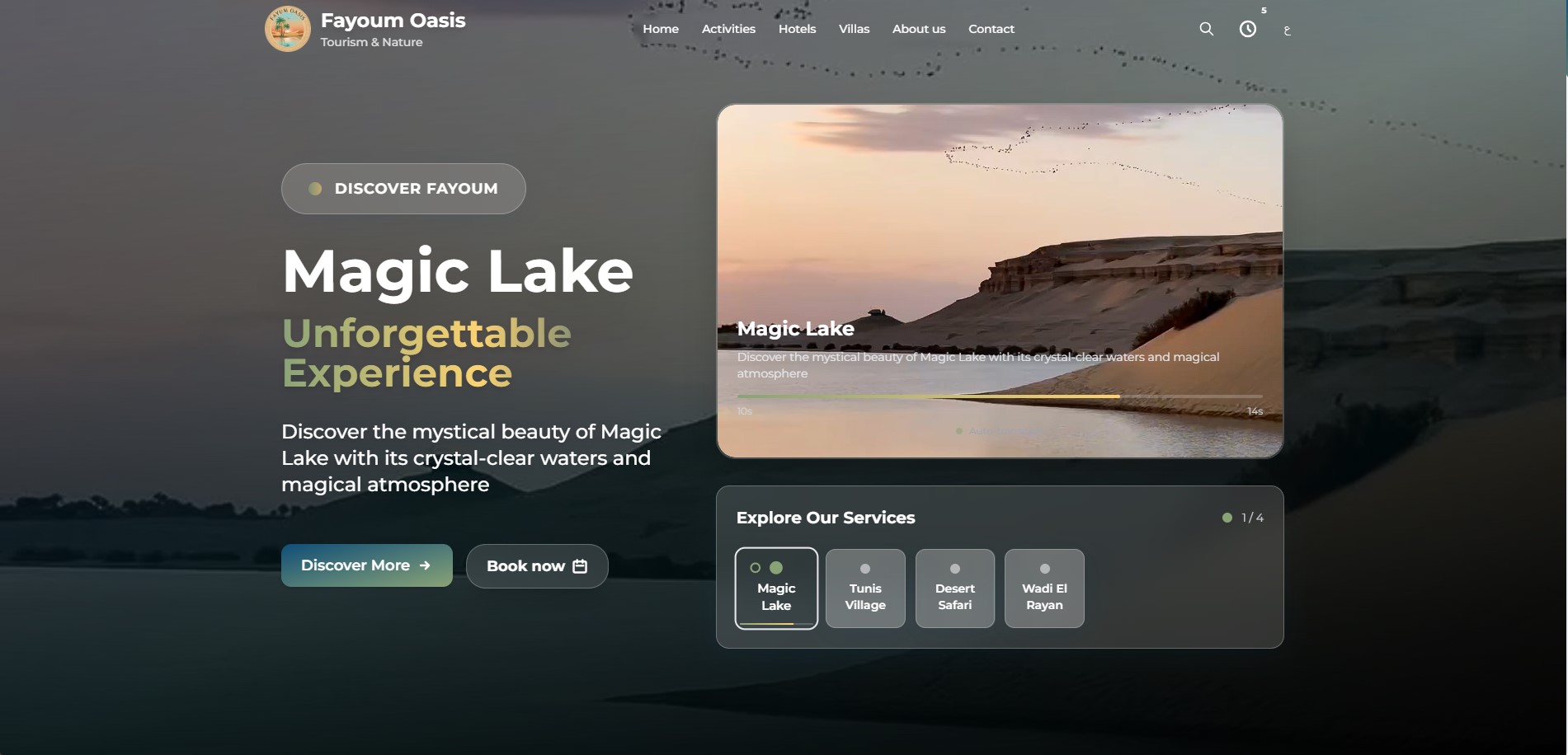 Screenshot of Fayoum Oasis website
