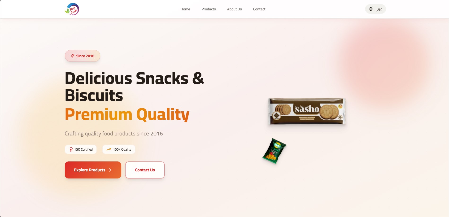 Screenshot of Hani Foods website